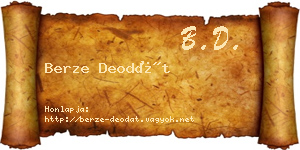Berze Deodát névjegykártya